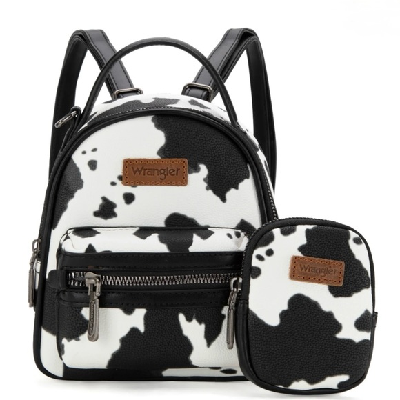 Wrangler Cow Print Mini Backpack With Coin Pouch - Black